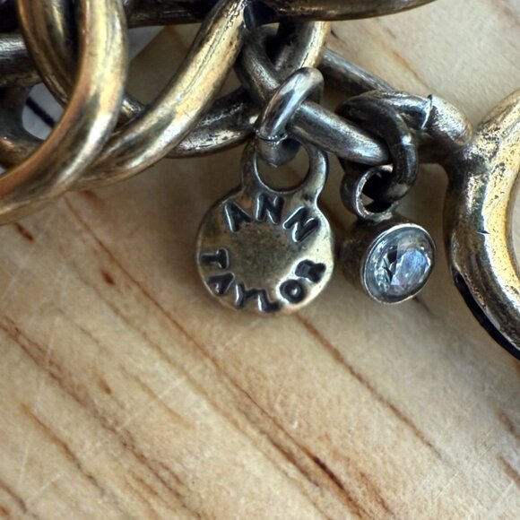 Ann Taylor Bold Gold-Tone Chain Statement Necklace With White Bead & Crystal - Picture 7 of 9